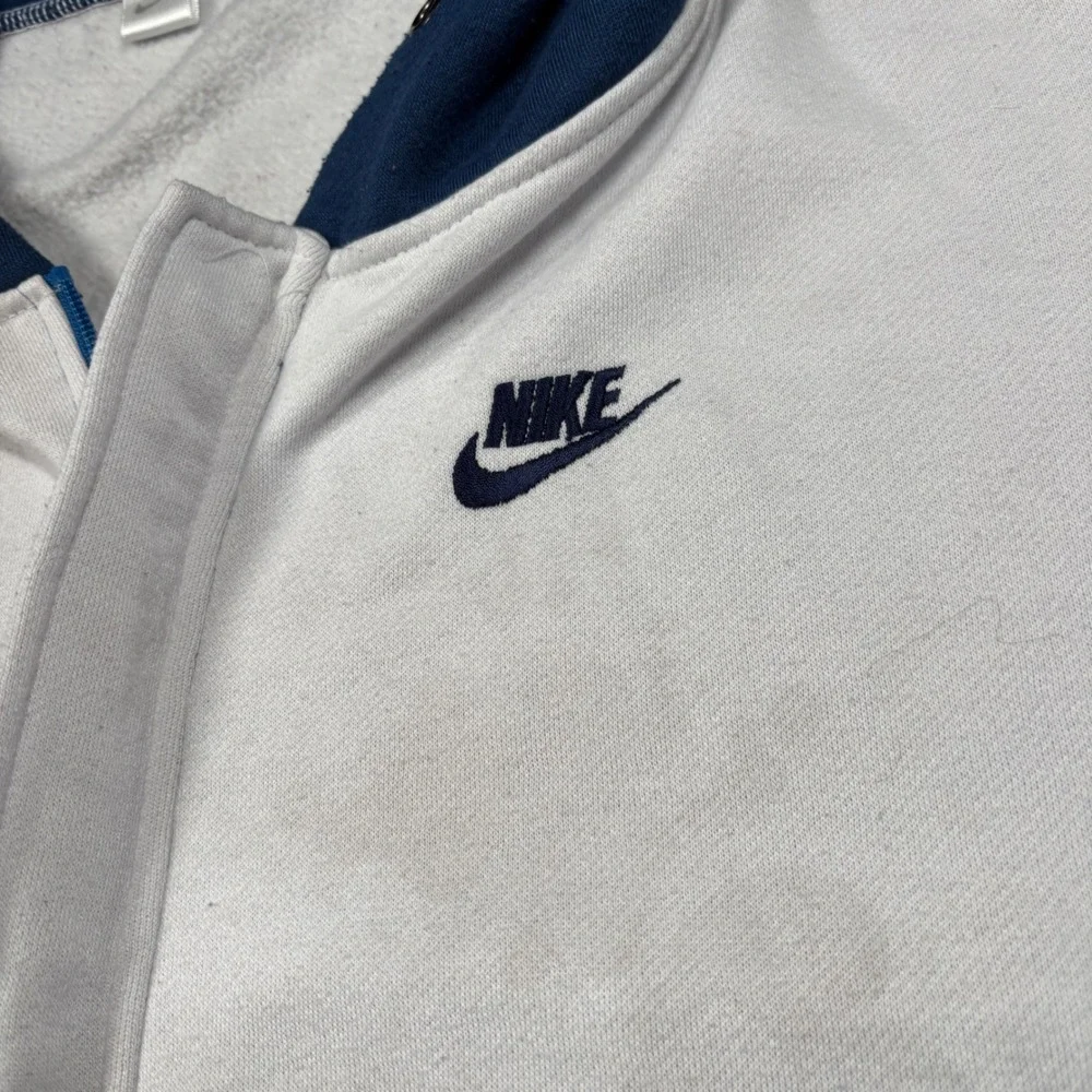 VTG Nike Full Zip Hoodie Mens 3XL Blue White Colorblock Athletic Sweatshirt